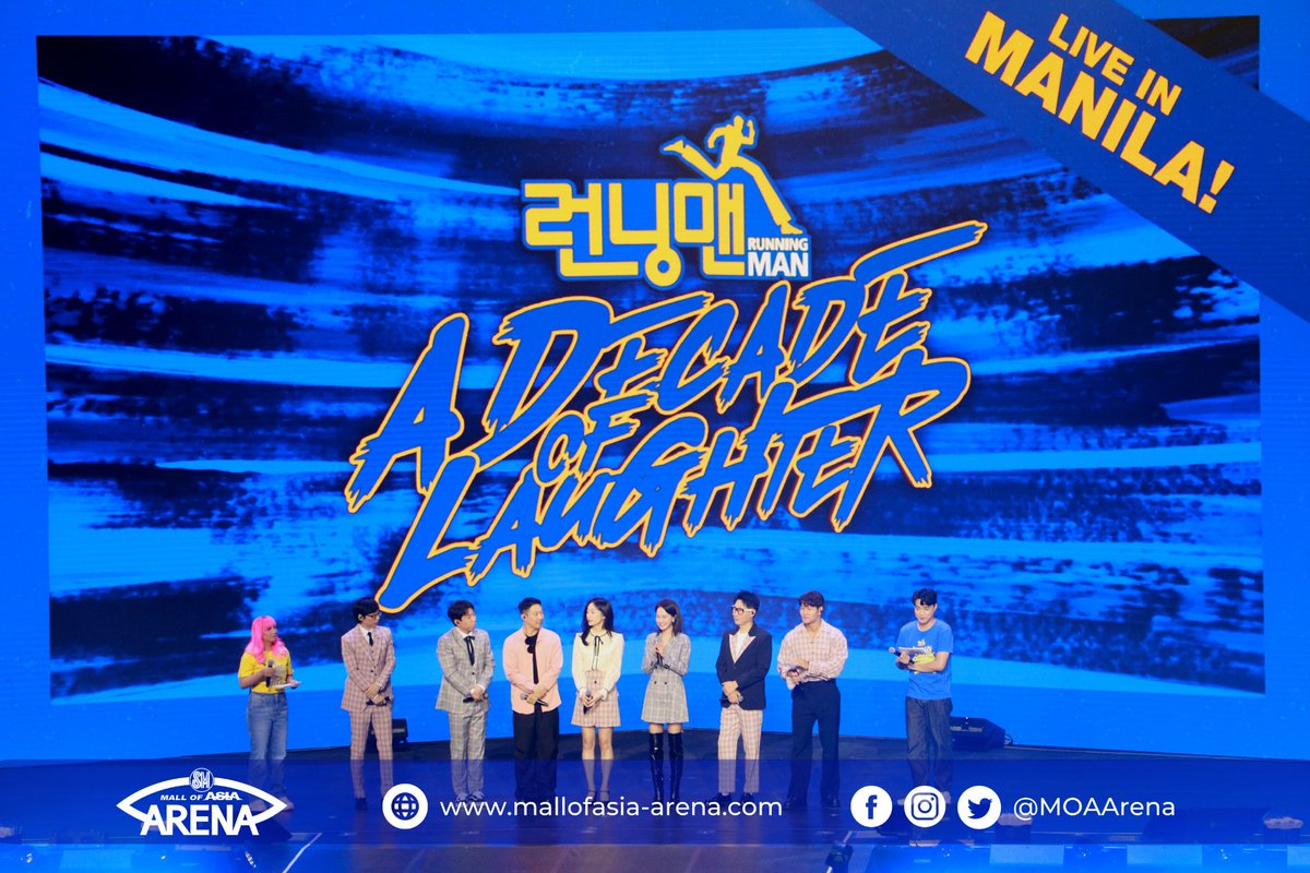 MOAArena's tweet photo. April Fools was indeed filled with laughter and good vibes!

Thank you for celebrating "A Decade of Laughter" with #RUNNINGMANinManila, PH Runners! 💙💛

Special thanks to @pulpliveworld &amp; @happeehour for #RunningManAtMOAArena. 🫰

#ChangingTheGameElevatingEntertainment https://t.co/i1IUFesrR1