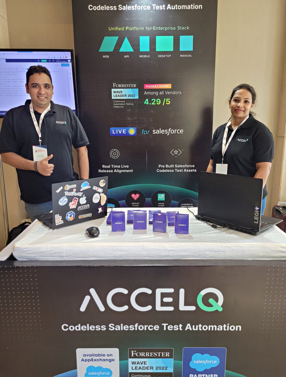 ACCELQ's tweet image. What an action packed day at the @SFArchSummit today.
We were delighted to network the #salesforcecommunity and discuss how teams could take their #testautomation to the next level with power of #Codeless #AI
#SAS23 #SFArchSummit23