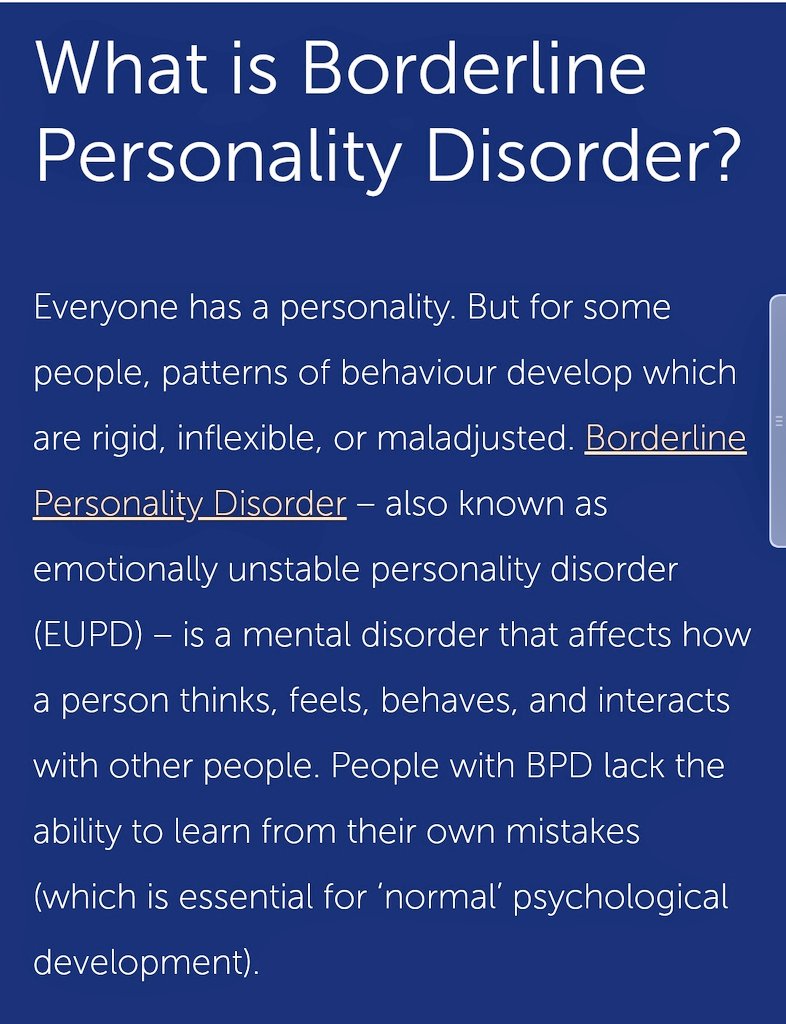 hobasaadmahmoud's tweet photo. People with BPD have a “rigid and unhealthy level of thinking.”BPD often occurs with multiple comorbidities, such as mood, anxiety, obsessive-compulsive, eating, dissociative, addictive, psychotic, and somatoform disorders. #bpdtwt #BPD #PTSD #personality_disorder #mentalhealth https://t.co/J7jLG1ZW2f