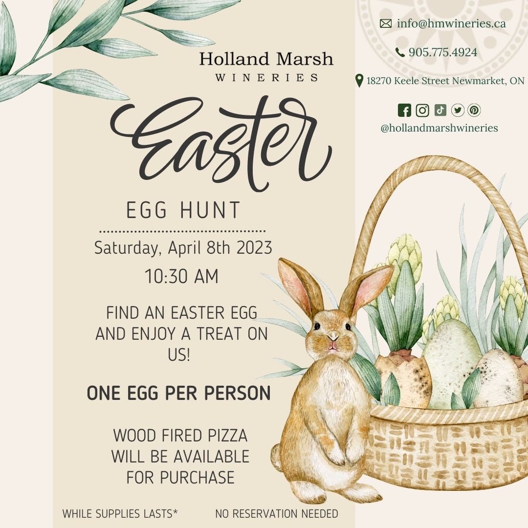 Hop on over to the winery for an egg-citing Easter hunt on Saturday, April 9th!🐰🌷
We will have delicious wood fired pizza from 12-4pm! 🍕
We can’t wait to see you all there!