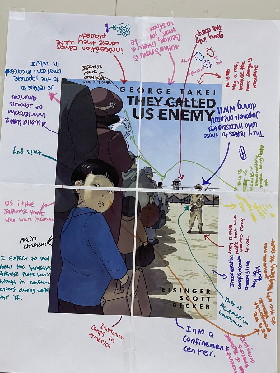 KaysMoKays's tweet photo. Students using the art of the book cover to make inferences about the text. So proud of their work and their wonderful ability to question. https://t.co/RwjKwuL2x9
