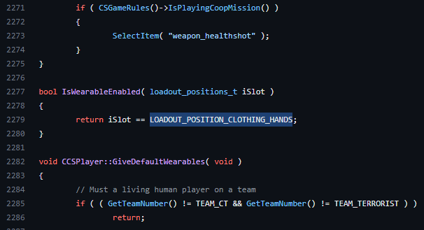 gabefollower's tweet photo. Looks like @CounterStrike devs are working towards implementation of early concepts / ideas. In addition to the "pet skins" for chickens, we might see full body customization of agents, such as facemasks, hats, glasses, pants, shoes. In CS:GO's leaked source code we had only one slot called "CLOTHING_HANDS", when in CS2 there are mentions of six more "wearables".