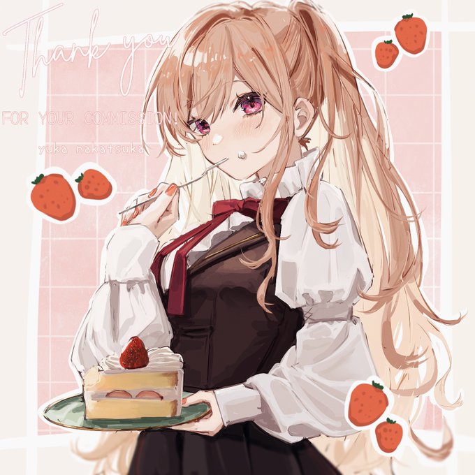 「eating strawberry shortcake」 illustration images(Latest)