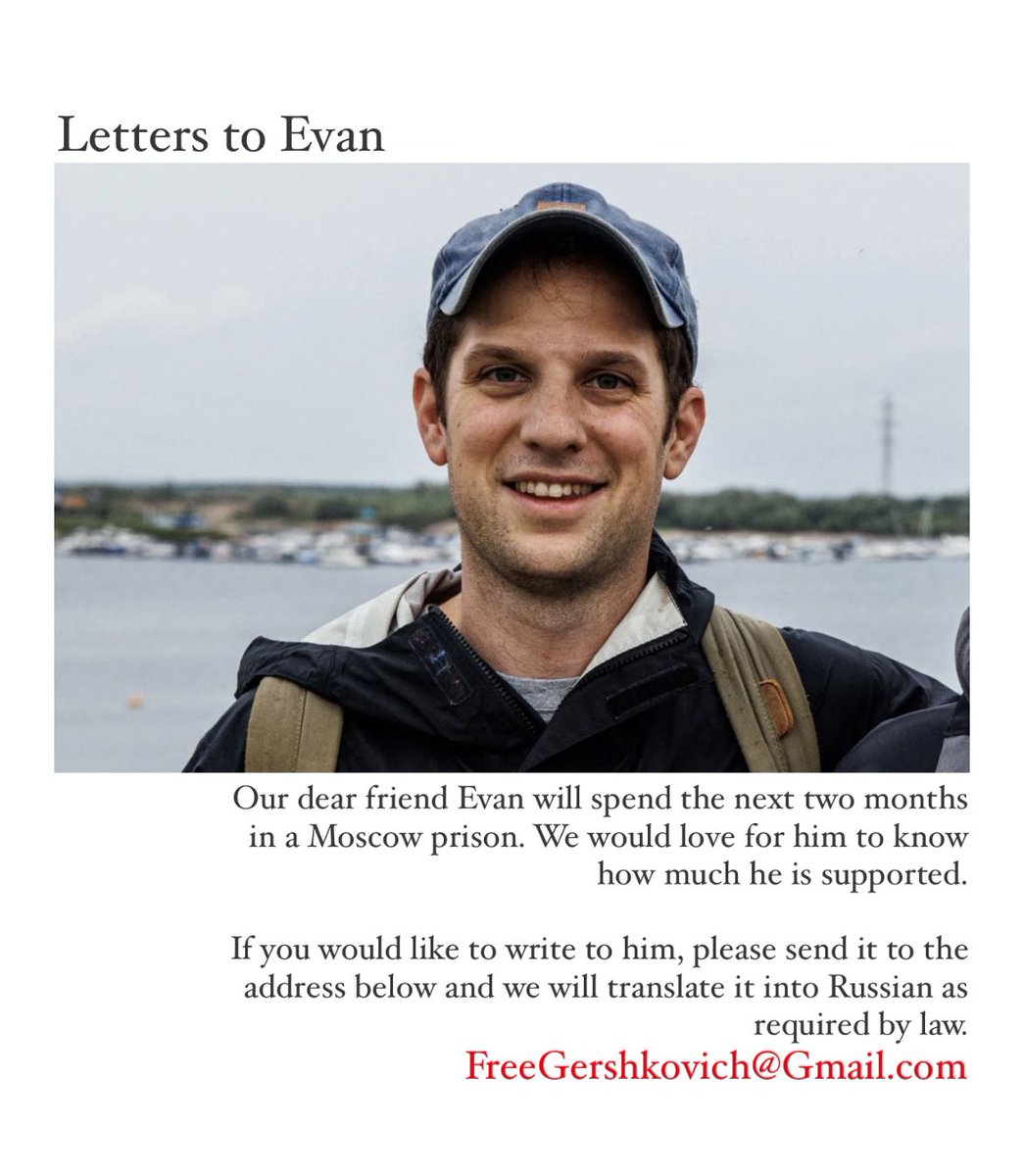 We have received just so so so SO many amazing letters from people all over the world and cannot wait for Evan to read them. Evan Gershkovich is being held hostage and must be freed immediately. JOURNALISM IS NOT A CRIME #FreeEvan