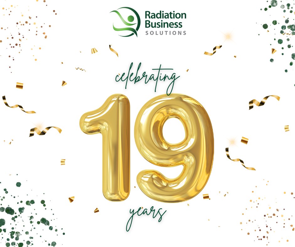 Today we celebrate 19 years of Radiation Business Solutions! 🎉 

Thank you for sticking by us for the last 19 years. We are so thrilled to show you what's coming next.