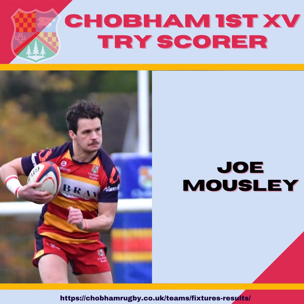 chobhamrugby's tweet photo. 29 mins
Chobham 26 - 5 @ChiswickRFC
Try - Mousley (Cho#14)
#pjcc
#gomightychobham https://t.co/siyJhUQHmq