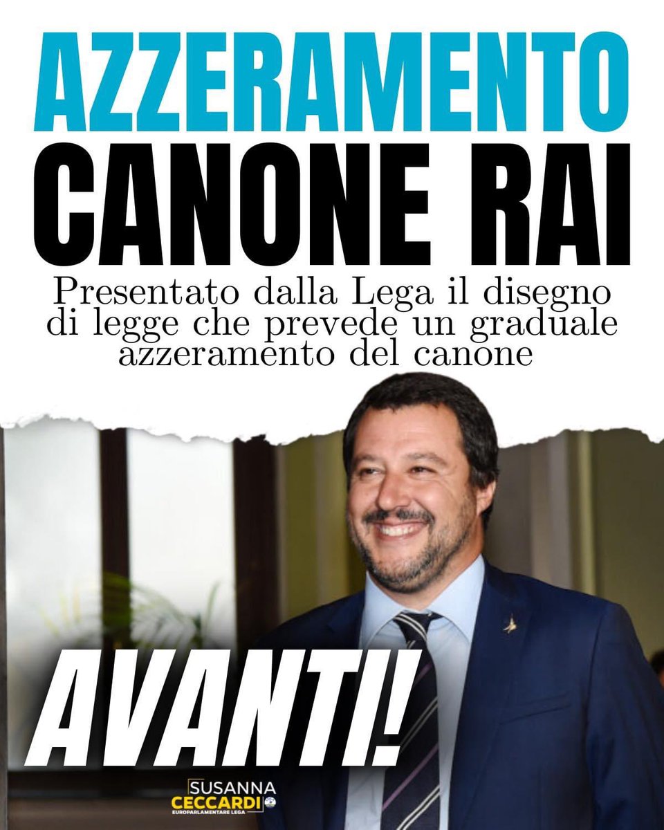 SusannaCeccardi's tweet photo. La Lega ha presentato il disegno di legge sul canone RAI.
Una graduale riduzione fino all’azzeramento, come avevamo promesso! 
Avanti con la nostra concretezza. https://t.co/NjPKJgxqCc