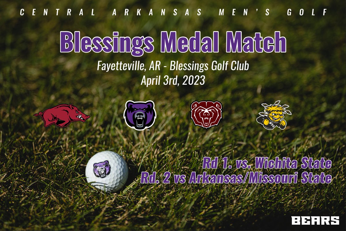 UCAMensGolf's tweet photo. Next up on Monday in Fayetteville! We will face Wichita State in round 1 of match play and then Missouri State or Arkansas in the afternoon round. 

#BearClawsUp https://t.co/SrCjBJONpY