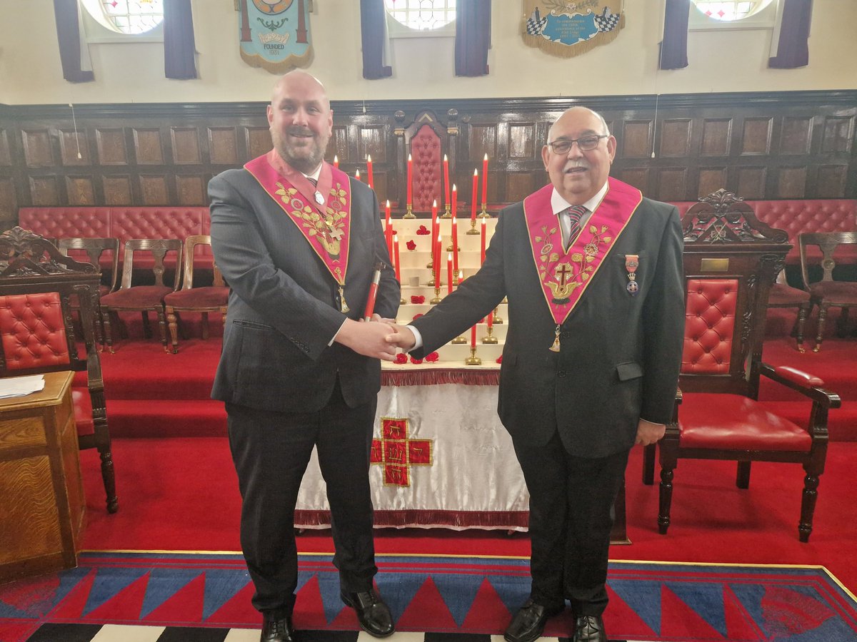 An absolute privilege and pleasure to be Enthroned as Most Wise Sovereign of the Abaty Margam Chapter this morning by my father in the presence of the Inspector General for the District of South Wales &amp; Monmouthshire #rosecroix #ancientandacceptedrite