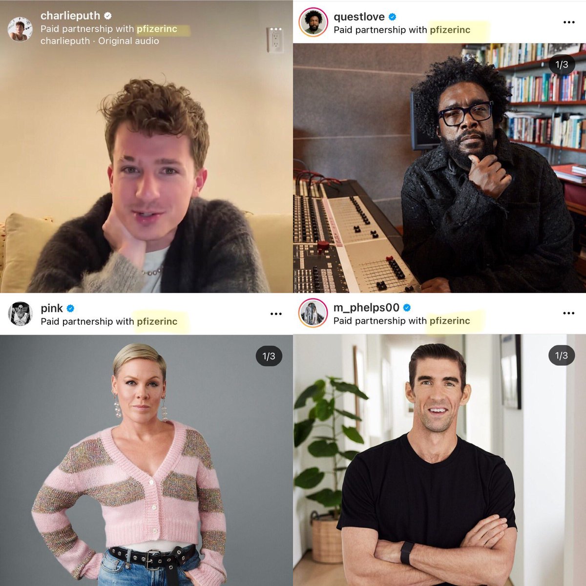 FiveTimesAugust's tweet photo. Hi @johnlegend, @Pink, @questlove, @charlieputh, @MichaelPhelps and @MarthaStewart would you like to donate the checks you got from @pfizer to @React19org and help those injured by the C19 shots? Join the #FightForYou campaign this month, learn more at https://t.co/MW9hnz33N5 https://t.co/cFOC4gXTkg