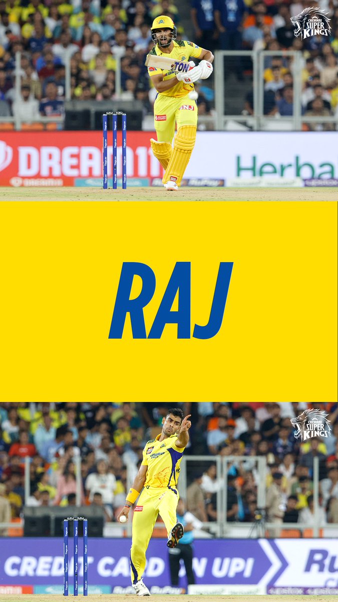 ChennaiIPL's tweet photo. The duo that defined our outing last night! Click to rewind! 🥳

#GTvCSK #WhistlePodu 🦁💛 https://t.co/vcZfeuDhfA