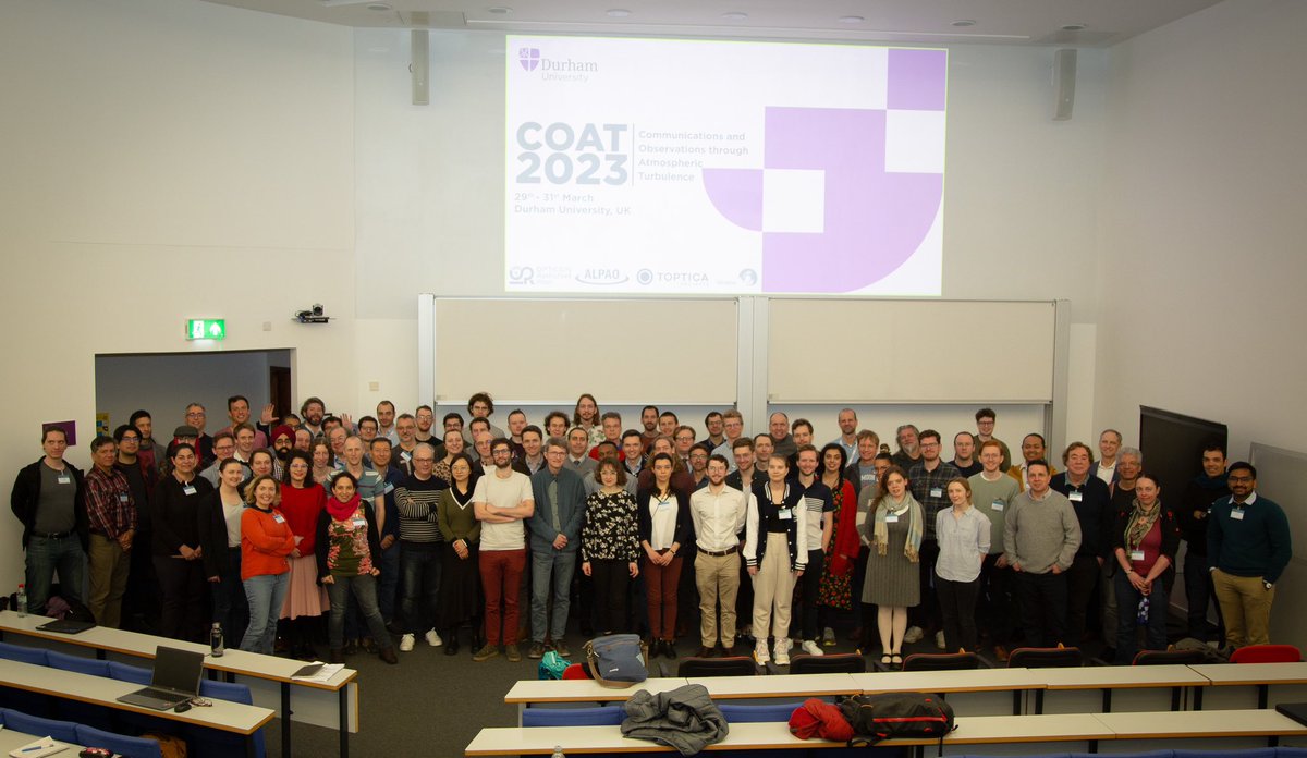 Communications and Observations through Atmospheric Turbulence (COAT2023) all done! Thanks for coming to <a href="/durham_uni/">Durham University</a> <a href="/DurhamPhysics/">Durham Physics</a> 

We had 100 people here and another 40 online. A good mix of academic and industry too.  

Discovery science with a real-world impact!
