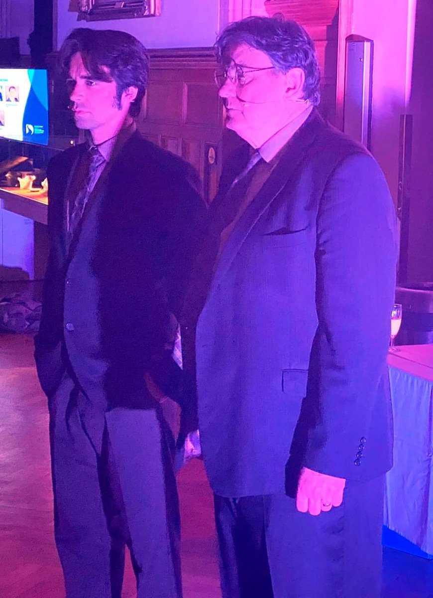 The two John Humes prepare to enter the arena at The Guildhall last night. @Conor_D_OKane <a href="/PlayhouseDerry/">DerryPlayhouse</a> #BeyondBelief