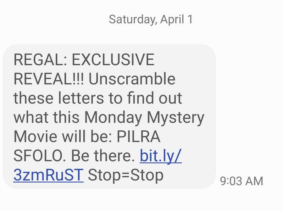Regal on Twitter "Want a clue for next week’s Monday Mystery Movie? It
