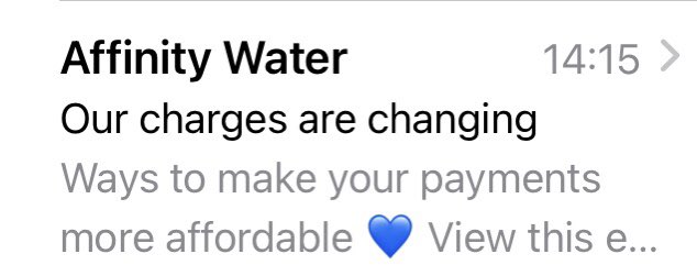 nickynyoda's tweet photo. Is the blue heart supposed to take the edge off the price increase? #EpicFail #AffinityWater @AffinityWater https://t.co/4hxTK5ZHBD