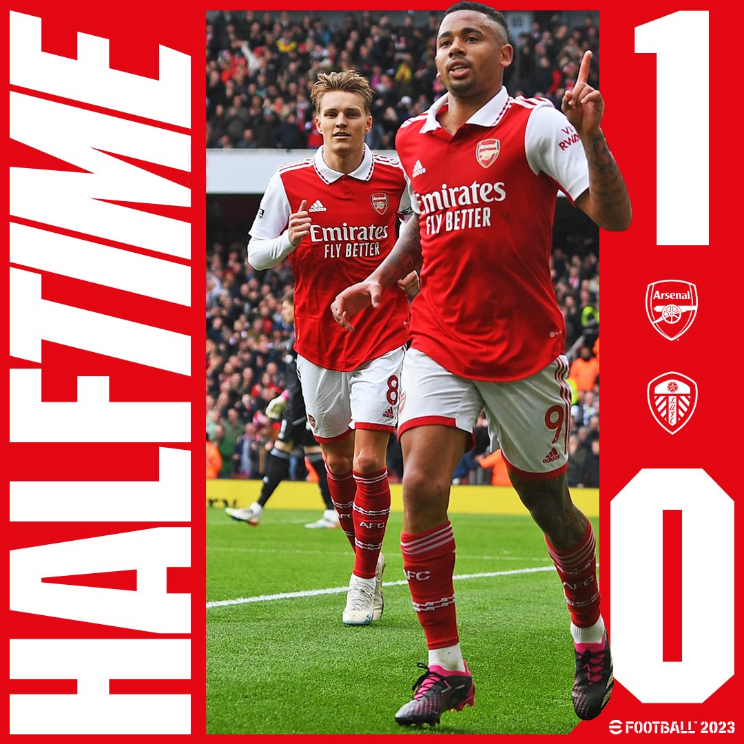 Arsenal's tweet photo. A goal to the good at the break 👊

Let's keep this energy going, Gunners ⚡️ https://t.co/z5SJJoTU35