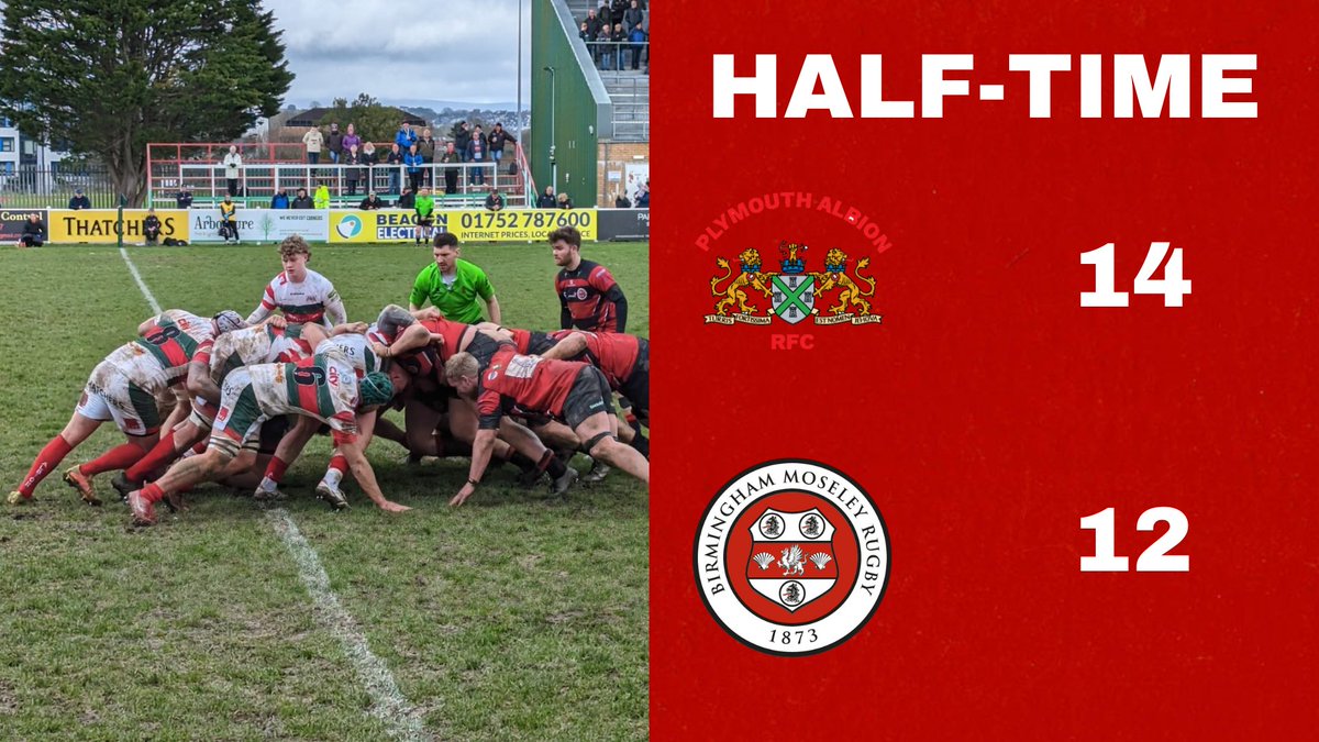 Albion_RFC's tweet photo. ⏱️HALF-TIME
Albion 14 Birmingham Moseley 12
A tight half, and we go in narrowly ahead.
#ALBMOS #AlbionAsOne https://t.co/sGzKdTAifV