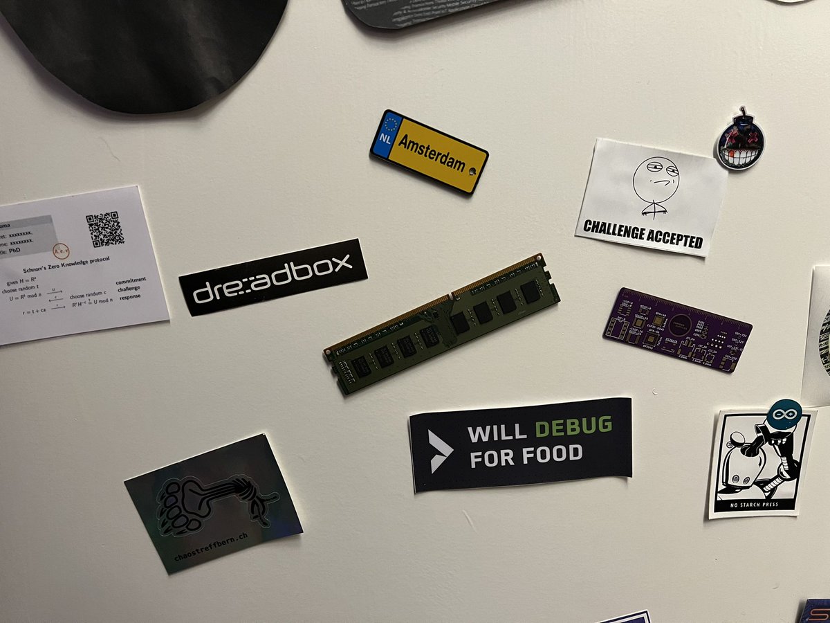 dreadcode's tweet image. Guest: “Is that a RAM stick glued to your door?”
Me: “Yes. Old memories.”