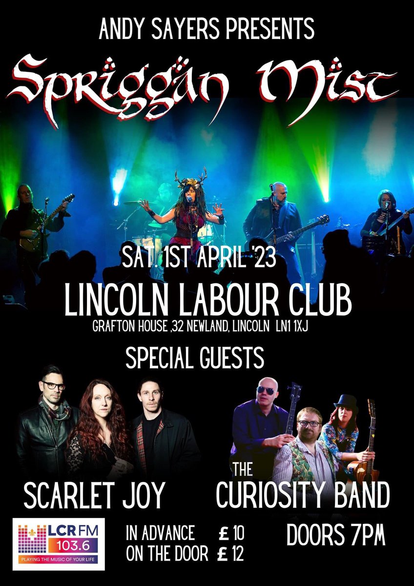 LCR FM 103.6 (@lcrlincoln) on Twitter photo TOOOOOOONIGHT! #Lincoln Lincoln Labour Club & Institute Ltd THREE LIVE BANDS <a href="/band_curiosity/">The Curiosity Band</a> <a href="/ScarletJoyMusic/">Scarlet Joy</a> <a href="/SprigganMist/">Spriggan Mist</a> for less than the cost of TWO PINTS. 🍻#supportlivemusic gigantic.com/andy-sayers-pr… TOOOOOOONIGHT! #Lincoln Lincoln Labour Club & Institute Ltd THREE LIVE BANDS <a href="/band_curiosity/">The Curiosity Band</a> <a href="/ScarletJoyMusic/">Scarlet Joy</a> <a href="/SprigganMist/">Spriggan Mist</a> for less than the cost of TWO PINTS. 🍻#supportlivemusic gigantic.com/andy-sayers-pr…