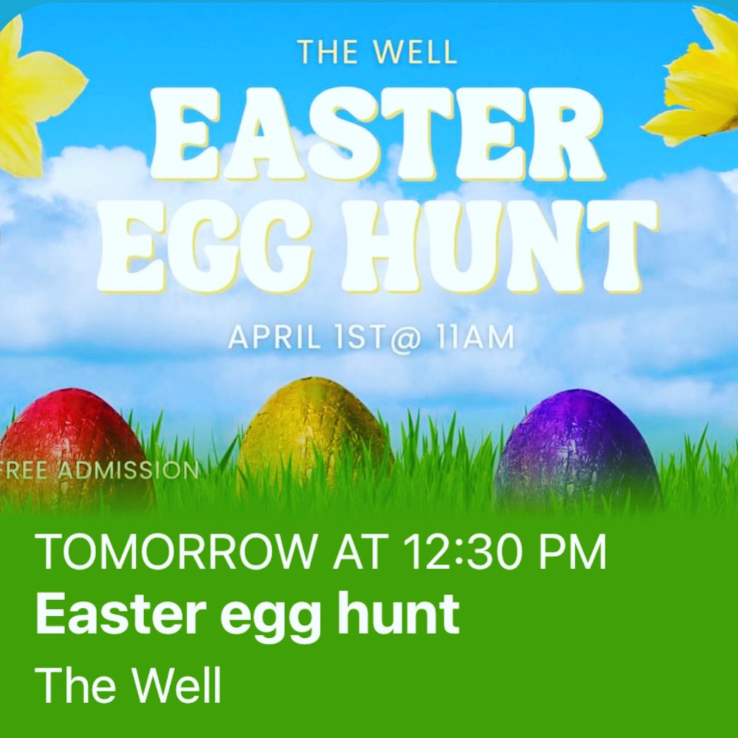 Very few people from church follow me on twitter, but just in case…RESCHEDULED!! See you for our Easter Egg Hunt tomorrow following second service at 12:30pm!!