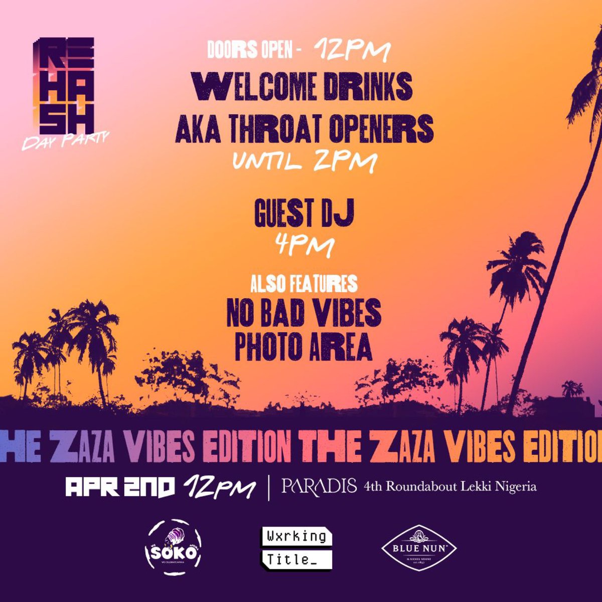 ParadisLagos's tweet photo. Get ready to elevate your vibes at our rooftop with @izzlax and the crew at REHASH Day Party: The ZaZa Vibes Edition! 🎉🌅🎶  #rooftopvibes #ParadisLagos #rehashdayparty #ParadisExperience #paradislifestyle#brunchatparadis #paradisbrunch #brunchattherooftop #Paradis #Ikate https://t.co/Sr2bjVIc57