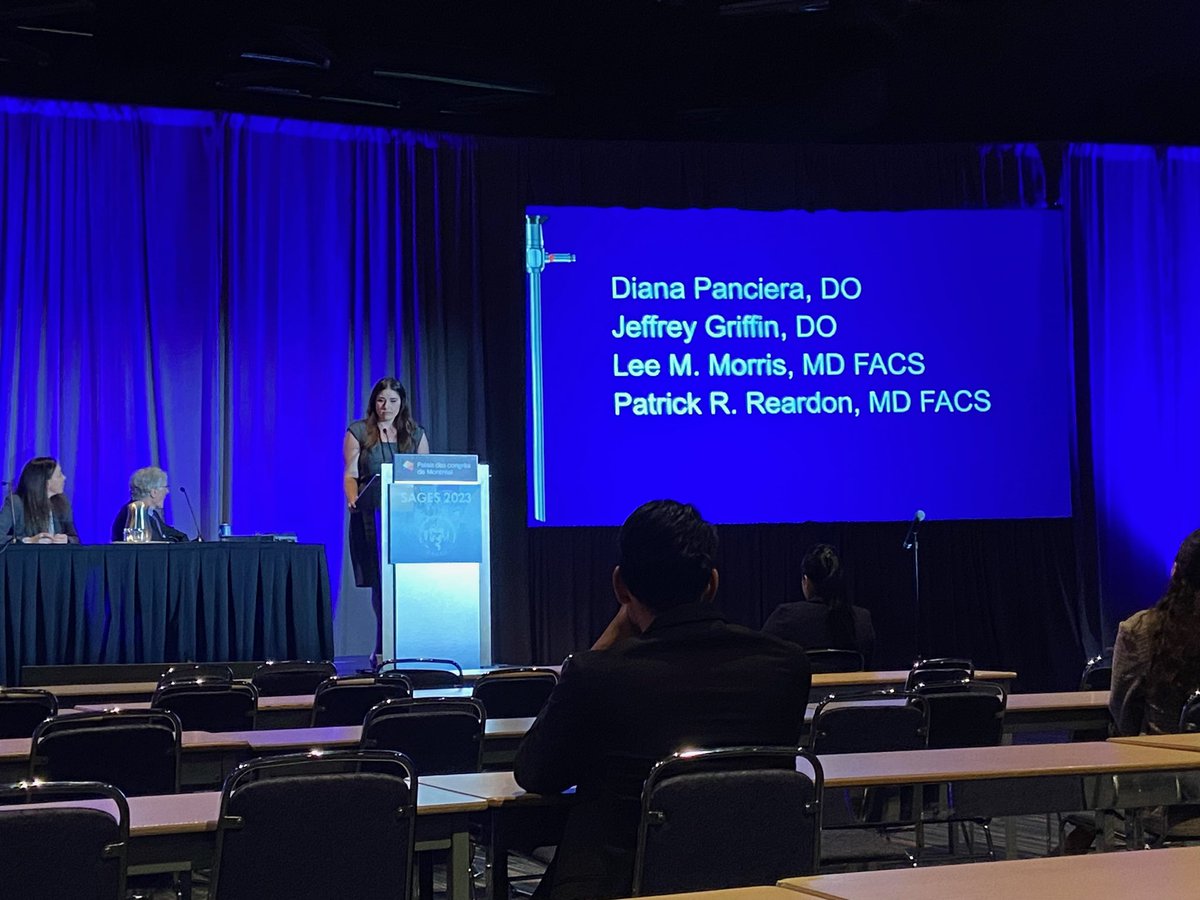 scopdoc's tweet photo. One of our fellows, Dr. Diana Panciera, presenting our video from the podium at SAGES. Strong work by Diana! Half of our 52 fellows we have trained have been women. We need more strong women surgeons as role models in our field. #SAGES2023 https://t.co/Wap5liQlNn