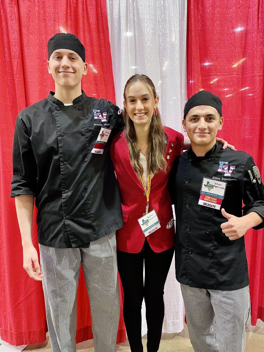 GISD_Culinary's tweet photo. Braxton and Ethan are competing this morning in Culinary Arts, and the crew came out to support them! 
Good luck guys!!! Show them what you can do! 
FCCLA Culinary Arts 2023!!! @TexasFCCLA https://t.co/M9sllh08S9