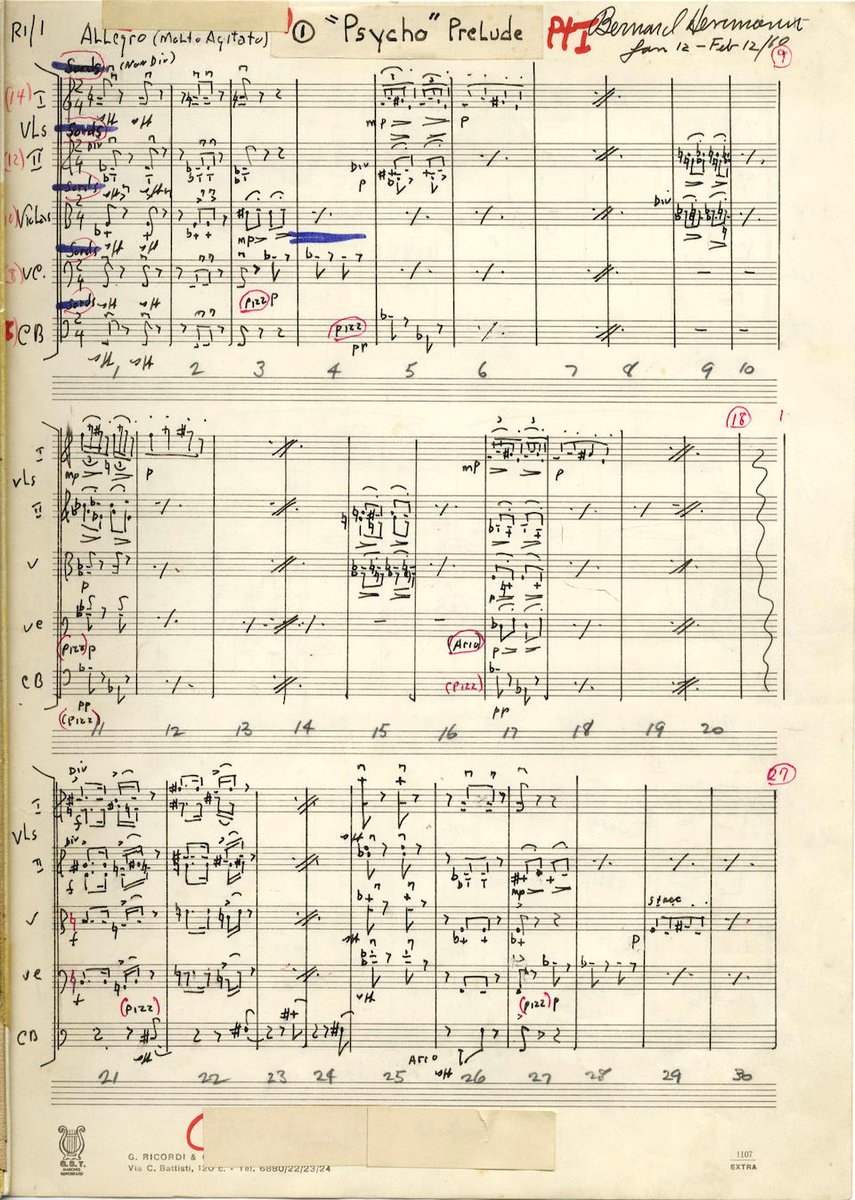 HerrmannMovie's tweet photo. Bernard Herrmann's "Prelude" for Alfred Hitchcock's PSYCHO (1960). https://t.co/gqDvwACPMc