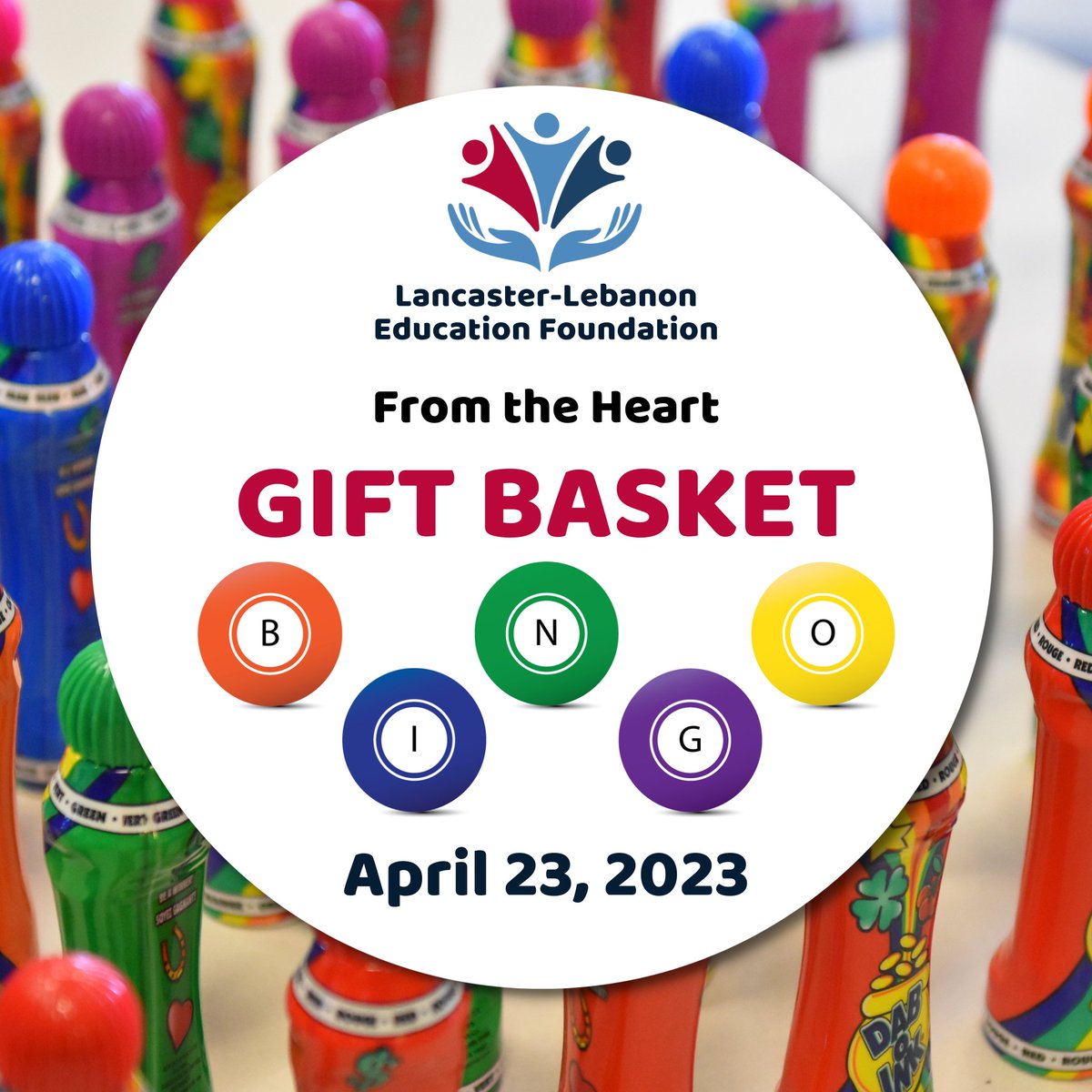 IU13's tweet photo. Bingo dabbers at the ready!
Join us for From the Heart Gift Basket Bingo on April 23 at 1 pm at IU13 in Lancaster! 
Tickets available in advance &amp; at the door. Have fun &amp; support IU13 through the Lancaster-Lebanon Education Foundation. More info: https://t.co/3zvqkKaLIK https://t.co/ZWHybJLJVr