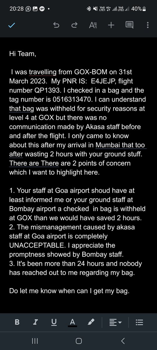 dishasoni99's tweet photo. Shame @AkasaAir 
The ground stuff was clueless.
24+ hours have passed, and there  is no update. https://t.co/SgMepCXvp8