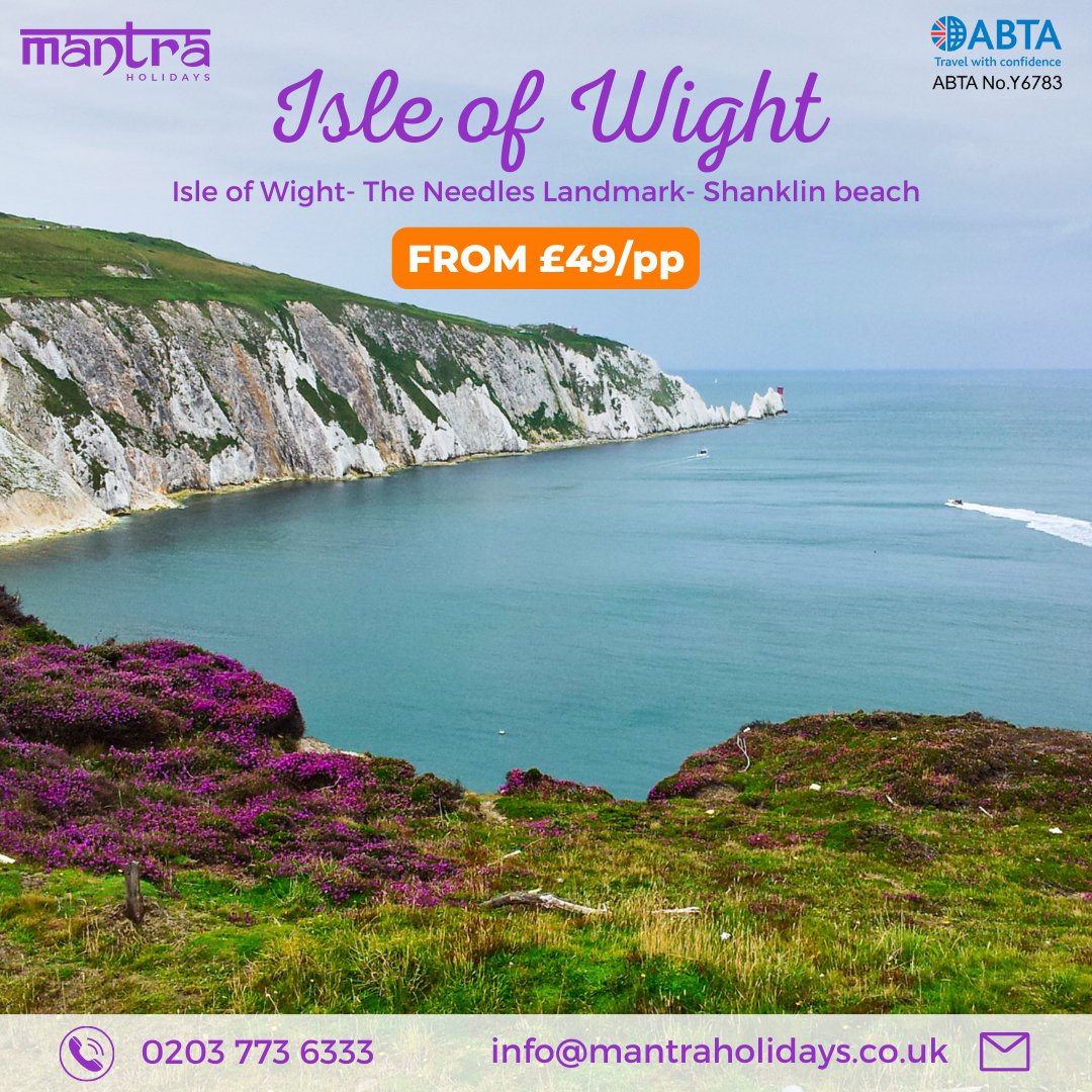 Come and explore the majestic Isle of Wight, with its breathtaking views, captivating culture and abundance of outdoor activities for just £49/pp!

mantraholidays.co.uk/Tour/ISLE-OF-W…

#YourTravelMantra #UKTrip #IsleofWight #Travelling #TravelUK #Shanklin #VisitIsleofWight#TheNeedles