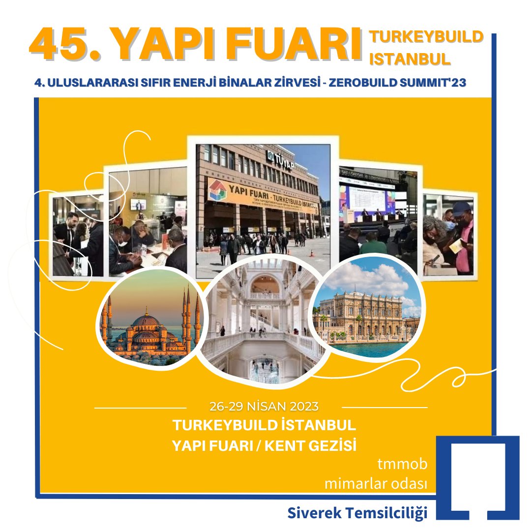 siverekmimod's tweet photo. 📍2️⃣6️⃣-2️⃣9️⃣ Nisan tarihleri arasında Tüyap Fuar ve Kongre Merkezi’nde gerçekleştirilecek olan Yapı Fuarı – Turkeybuild İstanbul’un 45. yaşını değerli meslektaşlarımız ile birlikte karşılayacağız. 📐📏
#turkeybuildistanbul https://t.co/KKQP7QyTIS