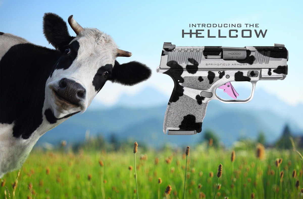 Springfield_Inc's tweet photo. Holy Cow!  Introducing the all-new Hellcow. It's an udderly smooth shooter. https://t.co/YMrkEfaJAq