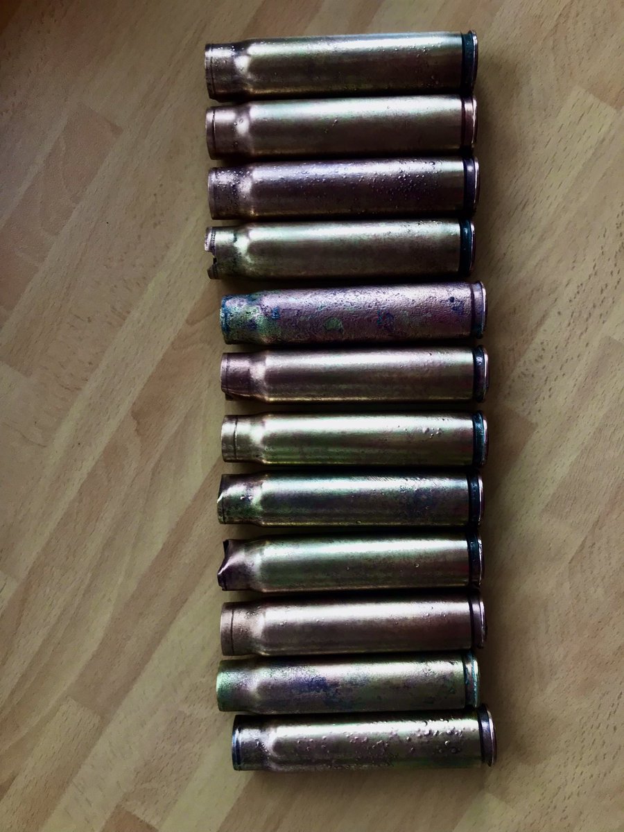 Housework for today. Cleaned up a nice selection of WWII 20mm cannon shells found in East Lothian #WWII #hispanosuiza 
#20mm