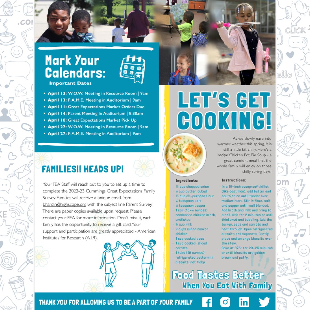 GreatCummings's tweet photo. Check out our April Newsletter! See the full newsletter here >> https://t.co/kzCoeRwjDn

#cummingsgreatexpectations #flint #newsletter #family #earlyeducation #April #monthoftheyoungchild https://t.co/SP3Yg2HqPO