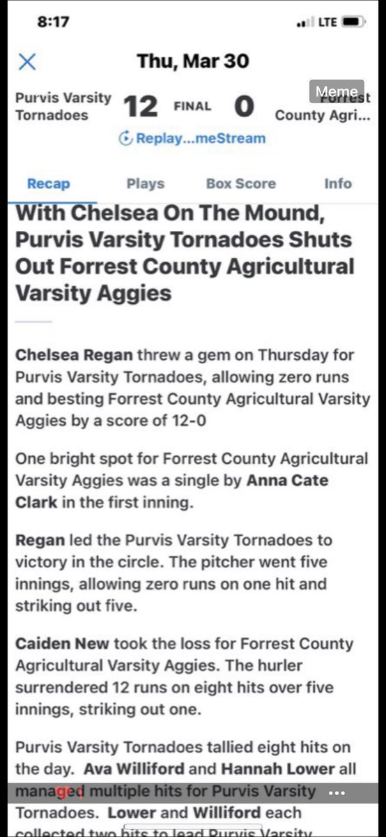 Unity16URye's tweet photo. 2025 Chelsea Regan had another outstanding performance in the circle 🔥🔥🔥🔥 5 innings pitched giving up ZERO runs and only allowing 1 hit . Keep up the great work !!!! https://t.co/P2ZWmq6bjN
