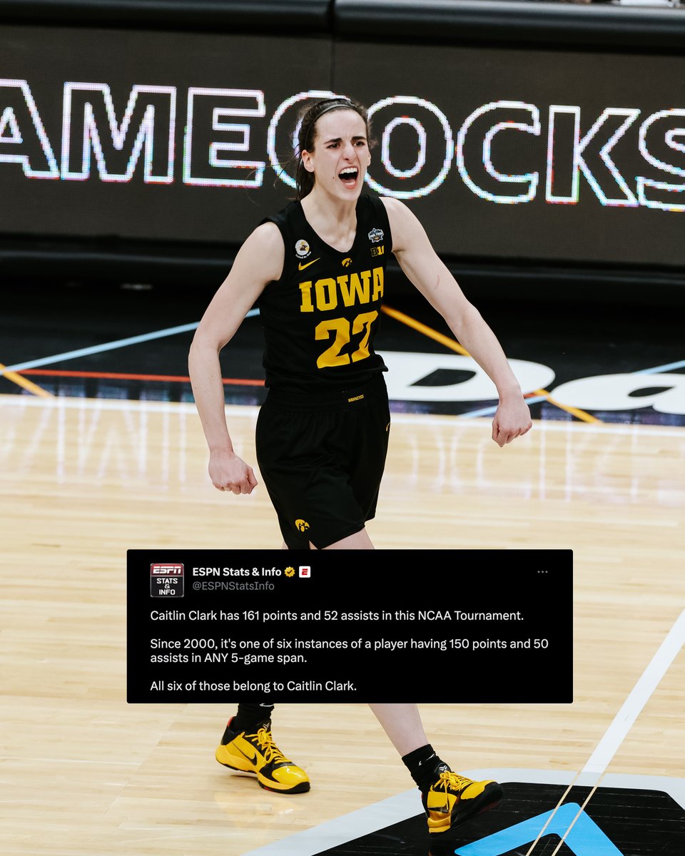 A league of her own.

<a href="/CaitlinClark22/">Caitlin Clark</a> x #Hawkeyes