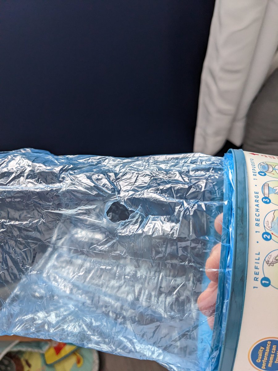 RustyBallz1's tweet photo. @PlaytexBaby I'm not sure if it's a bad batch but my last two refills are having an issue where the bag is getting caught every six inches or so which is causing holes. We've wasted quite a bit. Not too thrilled here. https://t.co/IgFAC1ueJ4