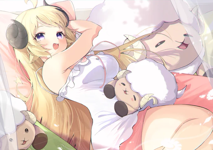 一緒に寝ませんか?(構図修正)#つのまきあーと 