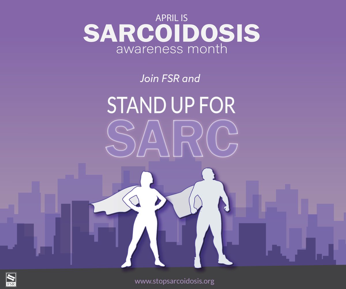 StopSarcoidosis's tweet photo. Today kicks off #SarcoidosisAwarenessMonth! 💜 Join FSR all month long in raising awareness for sarcoidosis and take the pledge to #StandUpForSarc! Click here to learn more about this campaign: https://t.co/54oWkVaD9W

#sarcoidosisawareness #sarcoidosis https://t.co/6p71bDldjH