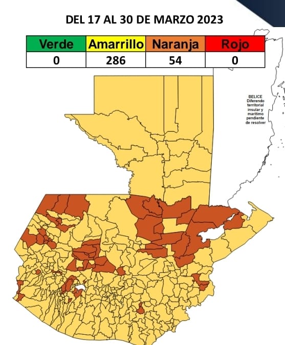 .<a href="/MinSaludGuate/">Ministerio de Salud Pública y Asistencia Social</a> actualizó el Tablero de Alertas Sanitarias Covid-19, estableciendo para los próximos 14 días:

54 municipios en alerta anaranjada

286 en alerta  amarilla. 

@TGWdigital