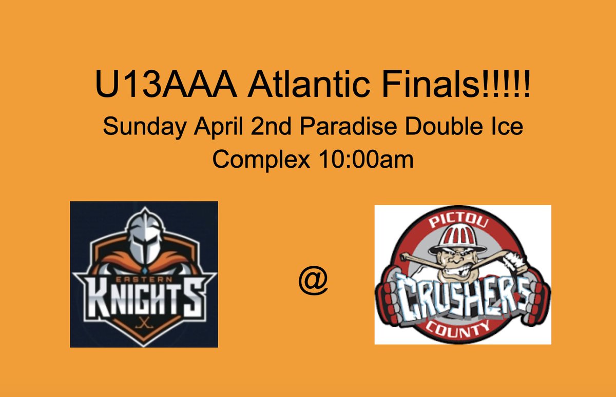 Knightsu13aaa's tweet photo. The Knights take on Pictou County (NS) tomorrow morning at 10:00am!! Everyone fill the rink! @U13Atlanticspar @HkyNL @HockeyNS #feelthesteel https://t.co/qV7u7w3Fpr