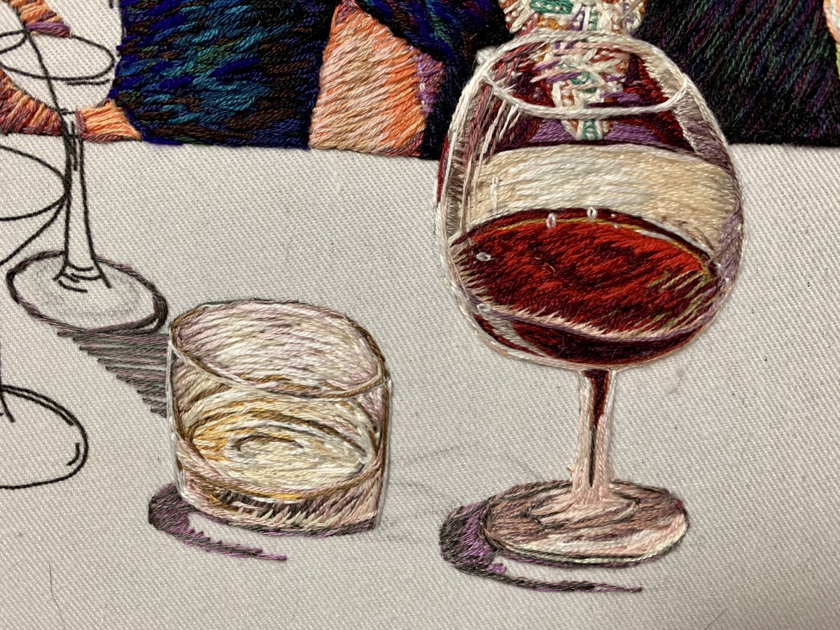 JessDeWahls's tweet photo. My kind of still life 🍷

#handembroidery https://t.co/pOJ7WbdIPA