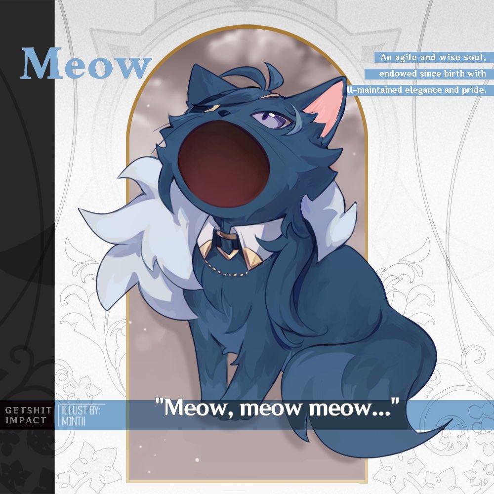 m1ntii's tweet photo. “Meow, meow meow…”
- A cat who is active by day, but quiet by night. 
#genshinimpact #GenshinImpactMeow #kaeya https://t.co/iOGPog3sFK