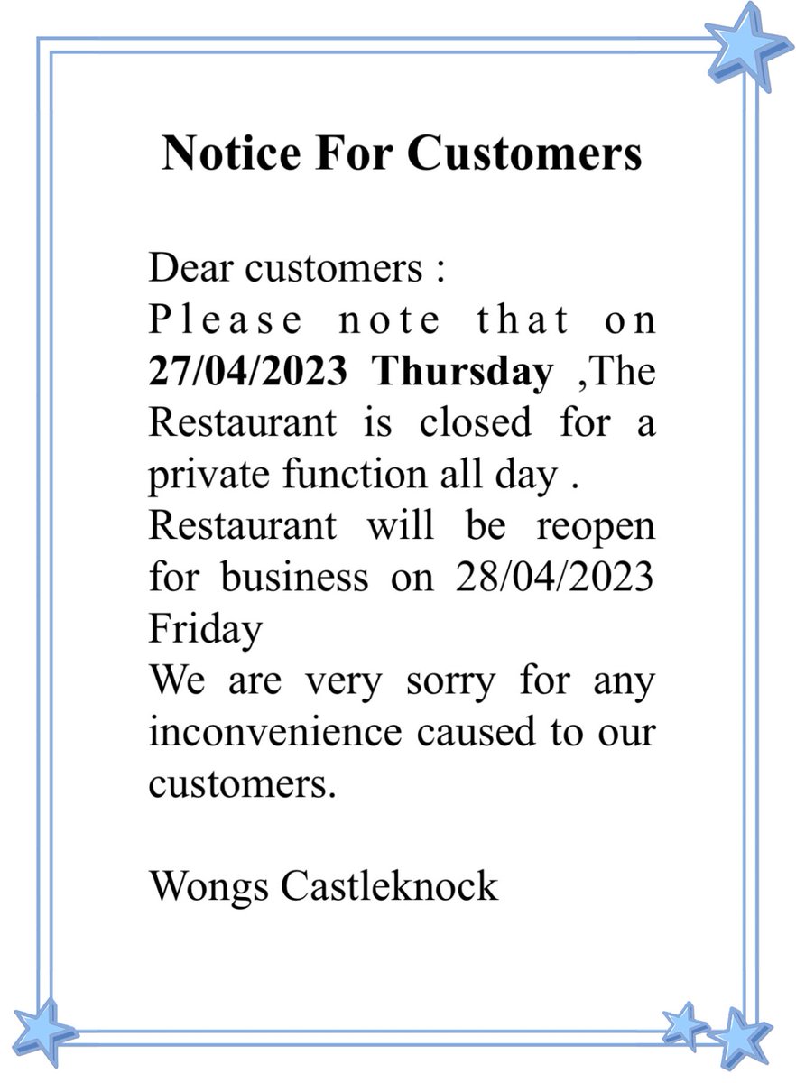 WongsCk's tweet photo. To All the customers https://t.co/LCuisOALTJ