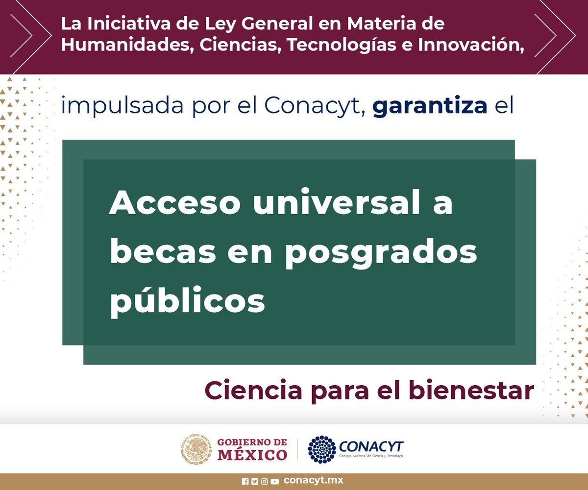 Secihti_Mx's tweet photo. #IniciativaLeyHCTI mandata la asignación universal de becas a las y los estudiantes inscritos en un programa de posgrado de investigación en universidades públicas. Además garantiza el apoyo directo, sin intermediarios. 

Conoce la iniciativa ➡️ https://t.co/vgIAMZdr3U https://t.co/CYa06O8qOY