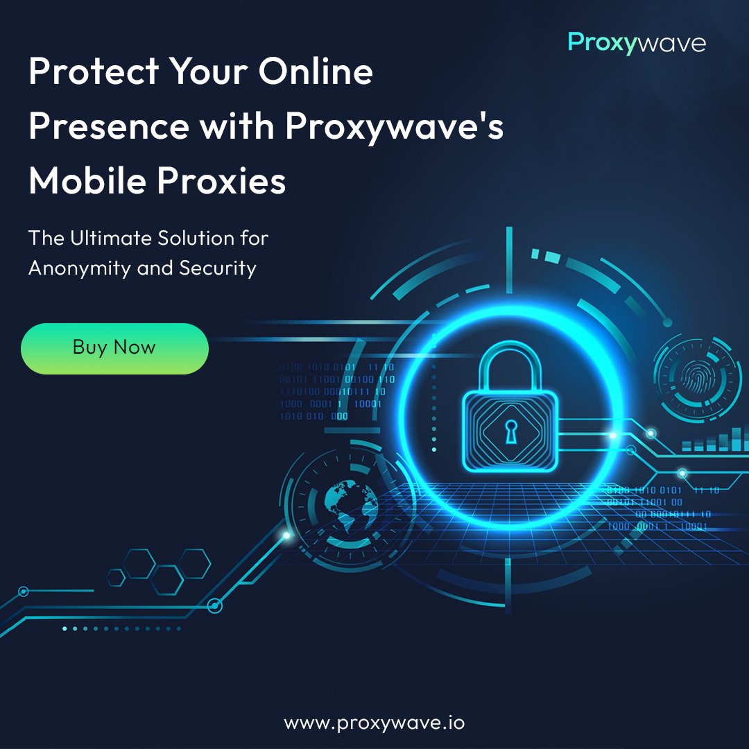 ProxywaveHQ's tweet image. Protect your online privacy and security with Proxywave&apos;s mobile proxy. Easily create your own proxy server, route internet traffic through a mobile carrier&apos;s network, and enjoy fast, reliable, and anonymous browsing. 

#Proxywave #mobileproxy #onlinesecurity #anonymity #privacy