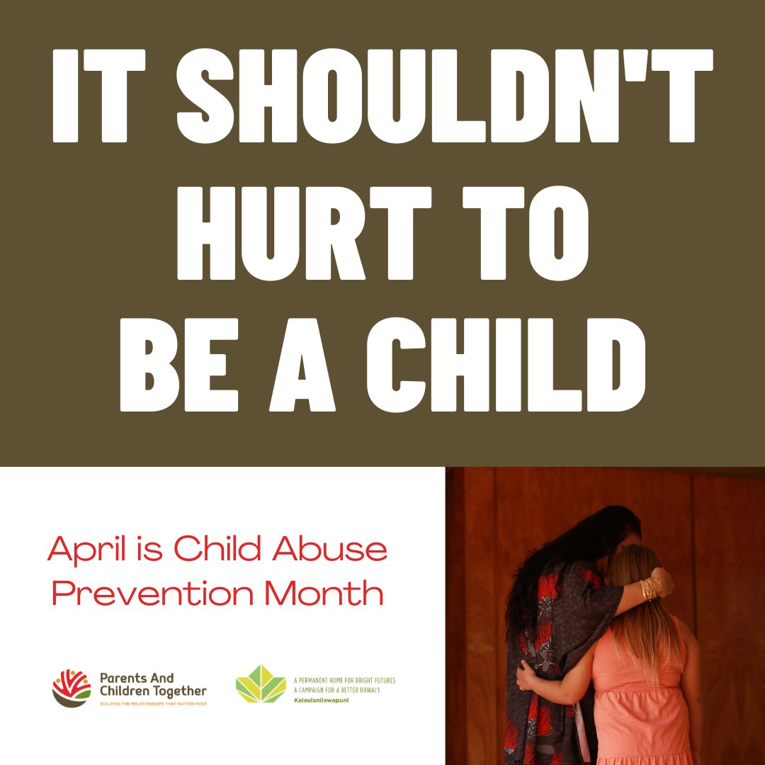 April is National Child Abuse Prevention Month. Protecting Hawaii’s keiki from abuse and neglect is everyone’s responsibility, year round. If you see the signs, make the call.

Call the Child Abuse Hotline at (808) 832-5300.