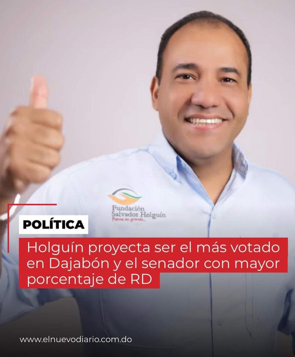 PachangaRd's tweet photo. @SalvadorHolguin proyecta que será el más votado de la historia de la provincia Dajabón y podría ser el senador con mayor porcentaje en todo el país. 

LEA MÁS 👇
https://t.co/o0c8G5uhu7

Cc. @luisabinader @JosePaliza @PRM_Oficial @CarolinaMejiaG @RaquelPenaVice @llegopapa https://t.co/EiZVsqFAB6
