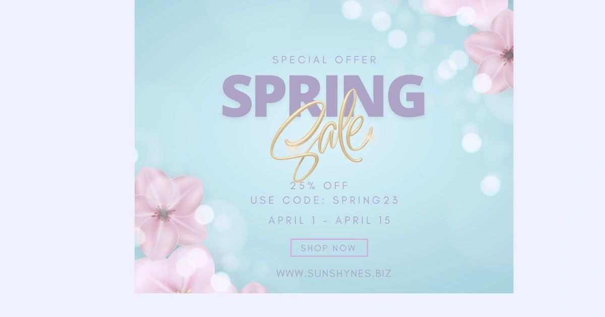 Spring is finally here, and we’re excited to offer you our Spring Sale! From April 1st to April 15th,  #SpringSale #SpringDiscount #SpringDeals #BathAndBody #BodyCare #SelfCare
#PamperYourself 

Best regards,

SunShyne Jones
Sunshyne's Bath and Body Bakery